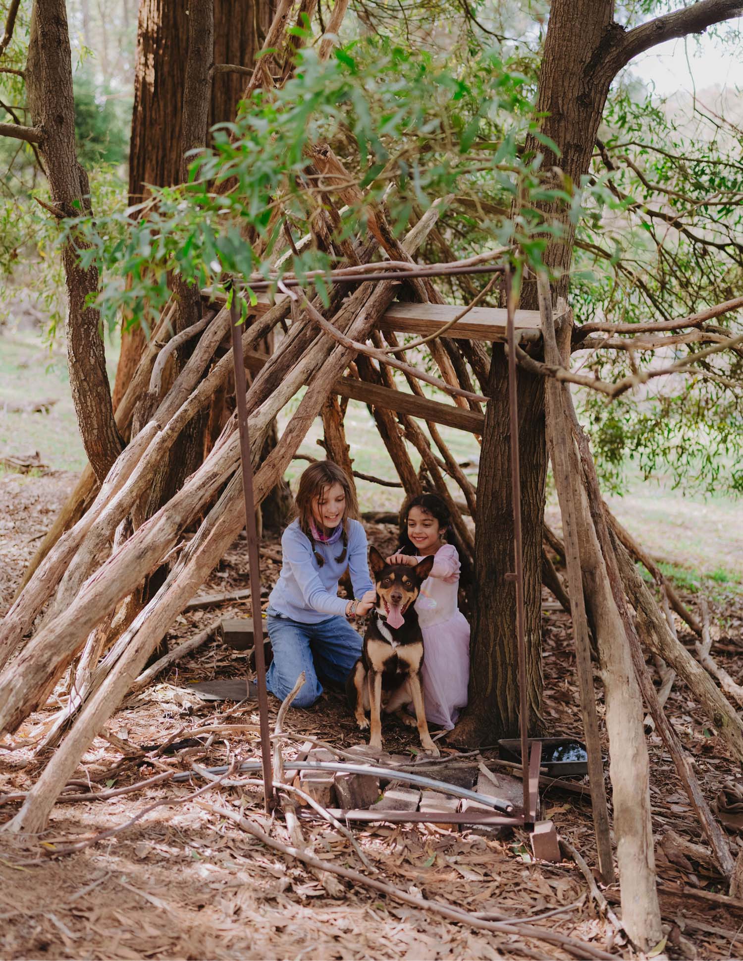 A bush cubbyhouse at Candlebark School